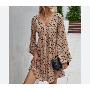 Shein Dalmation Print Dress Womens Size 4 Shirred Knot Backless